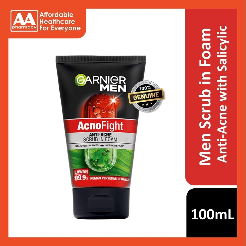 Garnier Men Acno Fight Anti-Acne Scrub in Foam 100mL | Shopee Malaysia