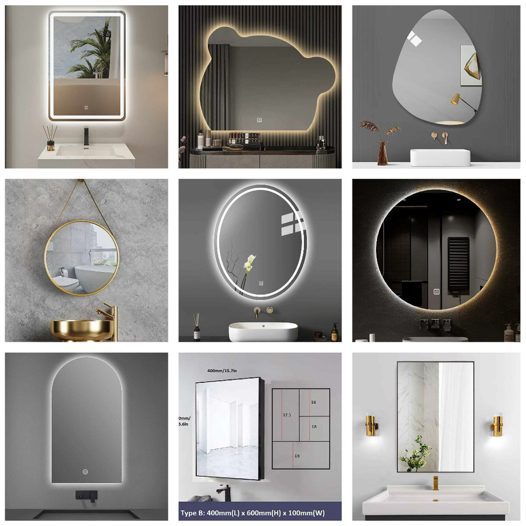 Bathroom Mirror Lampu Cermin Bulat LED Wall Mirror Cermin Bilik Cermin ...