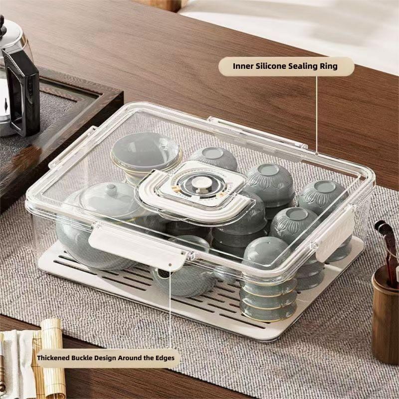 Tea Set Tea Cup Storage Box Anti-dust Transparent Fair Cup Lid Bowl ...