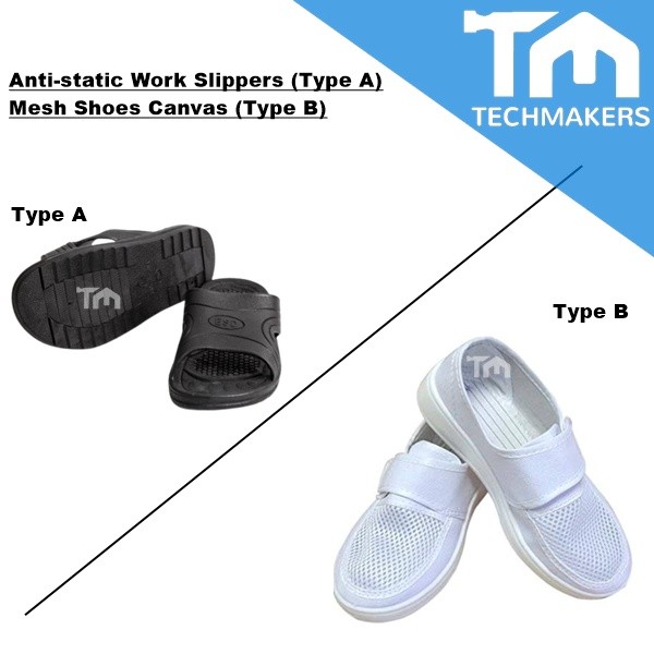 Anti-static Work Slippers (Type A) / Mesh Shoes Canvas (Type B) Shoes ESD Techmakers