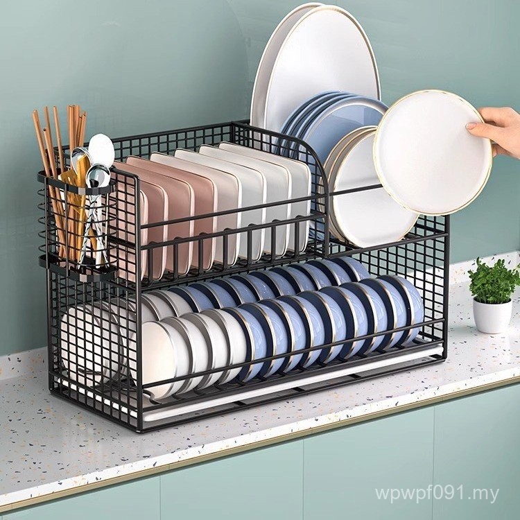 Dish Rack Storage Dish Cup Rack Sink Bowl Kitchen Countertop Double ...