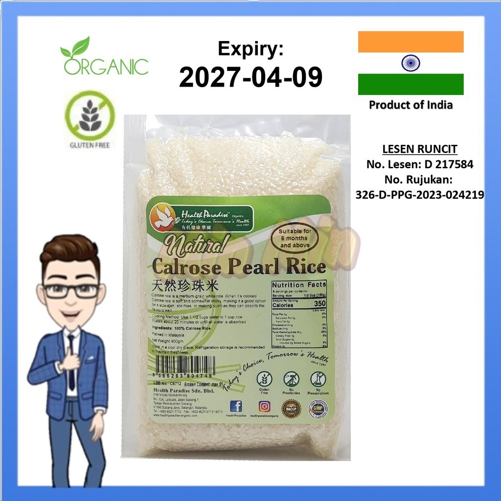 HEALTH PARADISE Natural Calrose Pearl Rice 900gm 天然珍珠米 | Shopee Malaysia