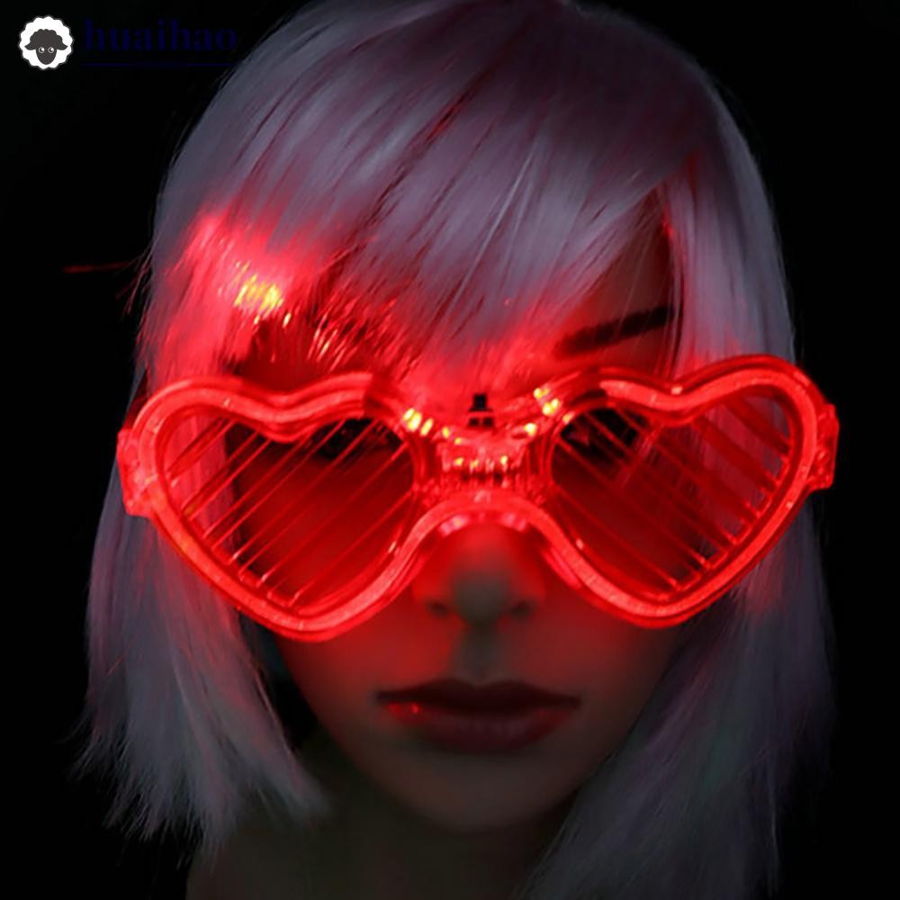 HUAIHAO Halloween Light Up LED Glasses Rave Party Flash Heart Festival ...