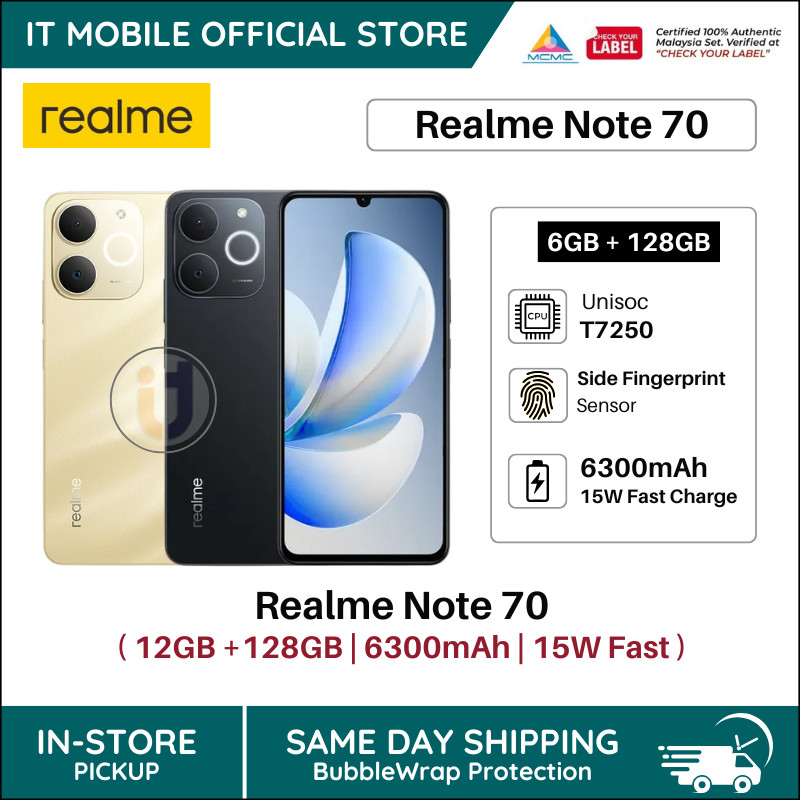 realme Note 70 6GB+128GB ROM 6300mAh Massive Battery 7.94 mm Ultra Slim ...