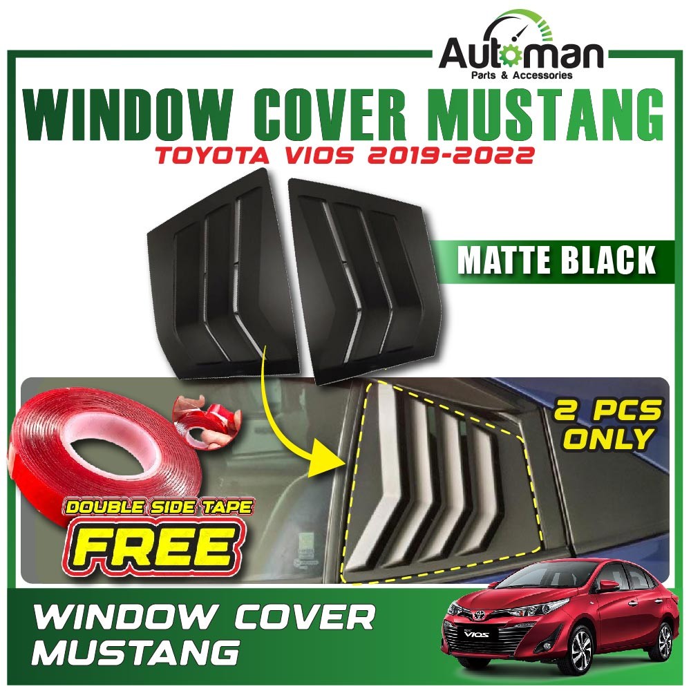 Window Cover Mustang Toyota Vios 2019 - 2022 Rear Side Louver Shining ...