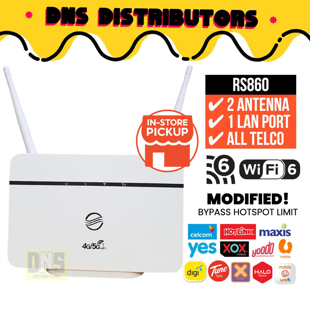【READY STOK】WiFi 6 Modem MOD SIM Kad Unlimited Hotspot RS860 4G LTE ...