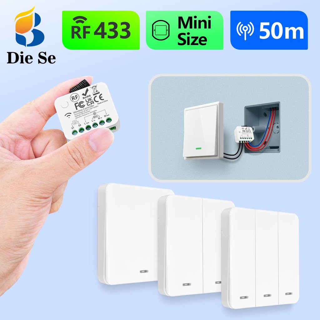 Adapts to existing wall switches RF 433MHz Wireless remote control ...