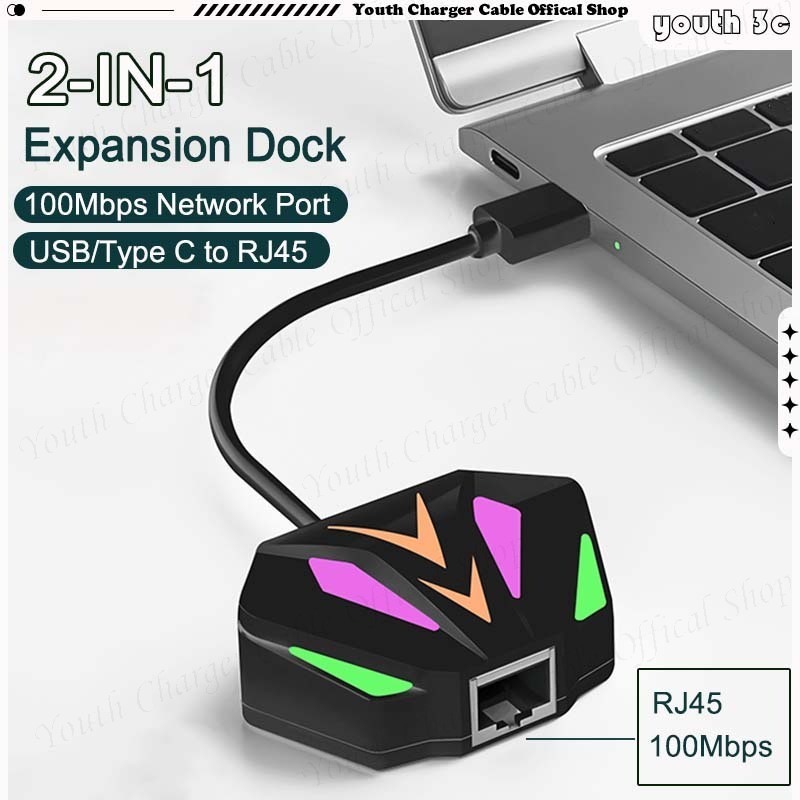 USB/Type C to RJ45 Network Card 2-in-1 Converter Type C Drive Free ...