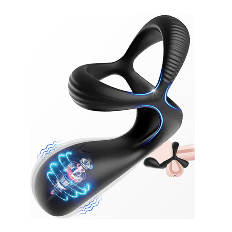 Male Anal Silicone Prostate Massager Vibrating Triple Ring Semen ...