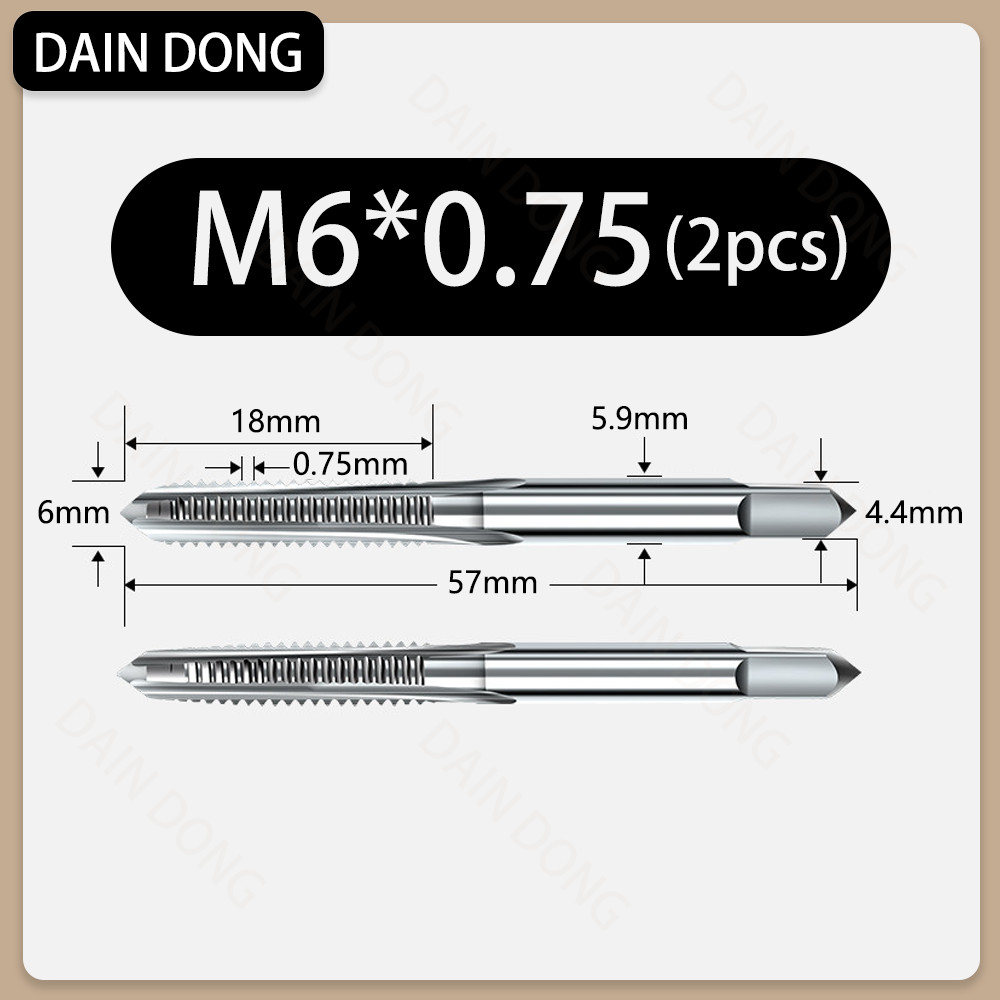 Hand fine tooth fine thread tap M6 * 0.75mm tap tool set, deep hole ...
