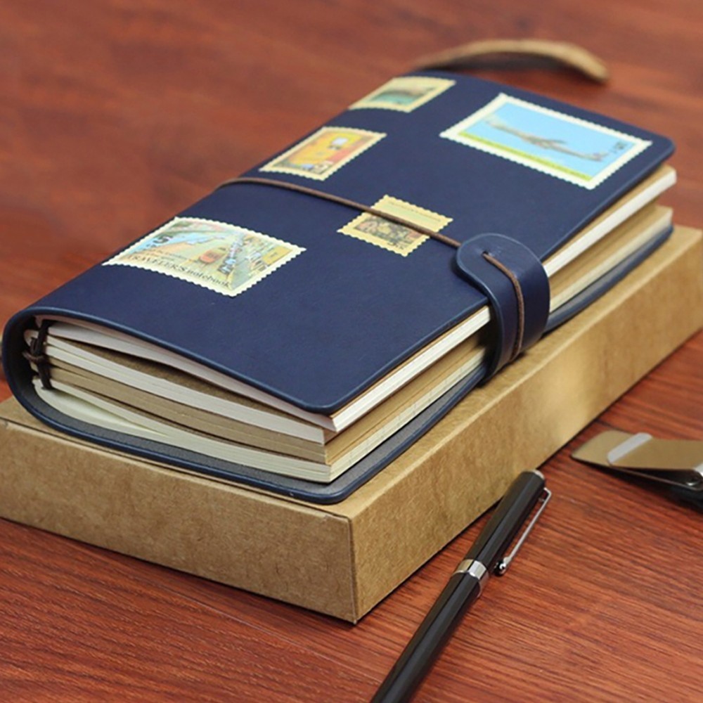 A6 Retro Notebook Leather Cover Journal with Kraft Paper Lined Paper ...