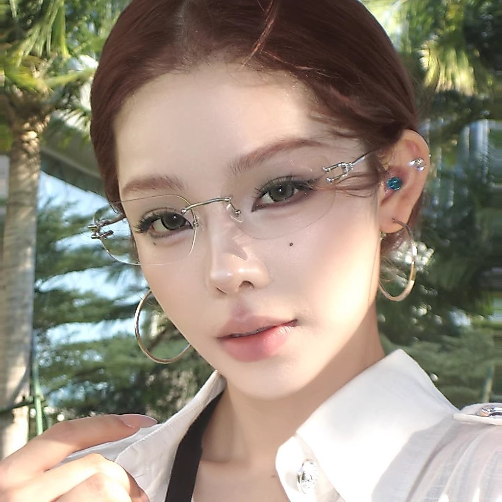 Y2k Frameless Square Glasses Women Fashion Flat Lens | Shopee Malaysia
