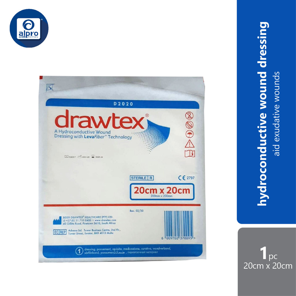 Drawtex Hydroconductive Wound Dressing 20×20cm | Aid Highly Exudative ...