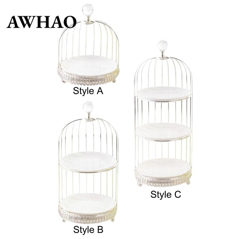 AWHAO Bird Cage Rack Cake Stand, Iron Afternoon Tea Stand, Afternoon ...