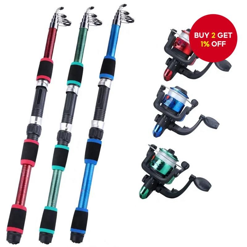 3pcs 1.8m Telescopic Fishing Rod Set (Red/Green/Blue) – Portable Multi ...