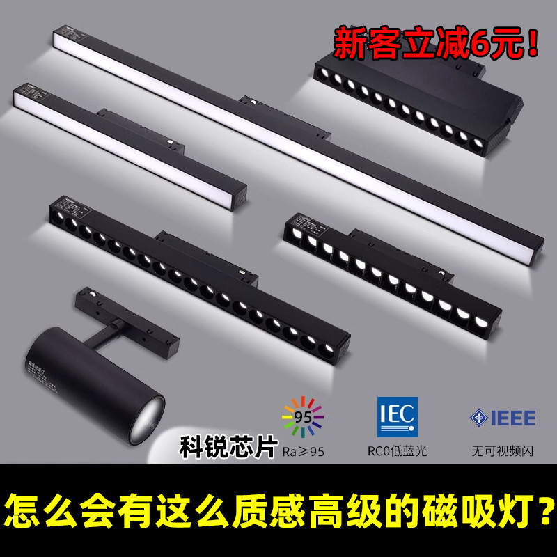 High-End Texture Black Magnetic Track Light Embedded Main Light ...