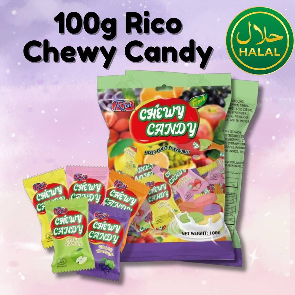 100g Rico Chewy Candy Mixed Fruit Flavour (Macam Fruit Plus) Halal ...