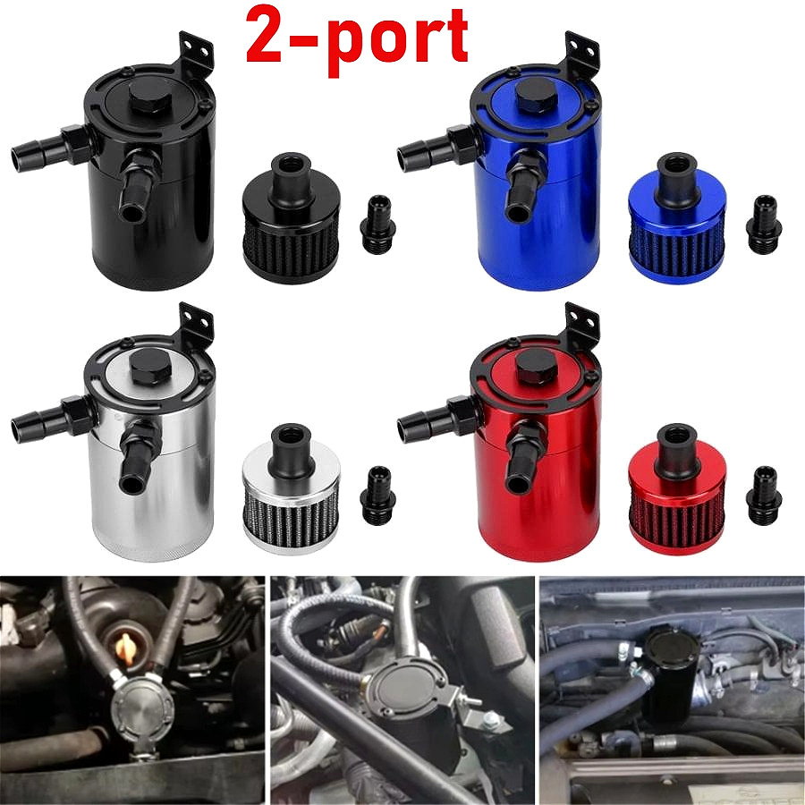 Universal 2-port Oil Catch Can Tank with Breather Filter Engine Mini ...