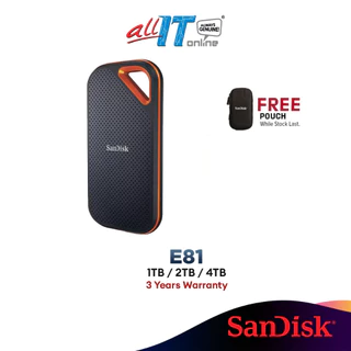 SanDisk Extreme Pro Portable SSD NVMe 2000MB/s E81 USB3.2 Gen2 x2 Type-C V2 External Solid State Drive (1TB/2TB/4TB)