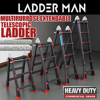 3/4/5/6 STEP Black Transformable Telescopic Extendable Ladder Heavy ...