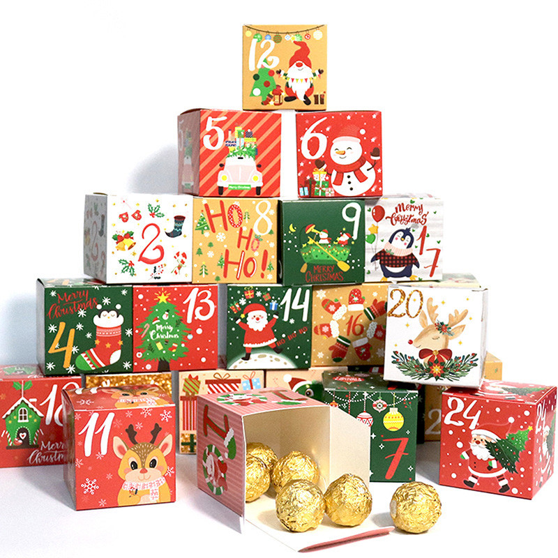 24pcs Christmas Gift Box DIY Advent Calendar Candy Cookie Biscuit ...
