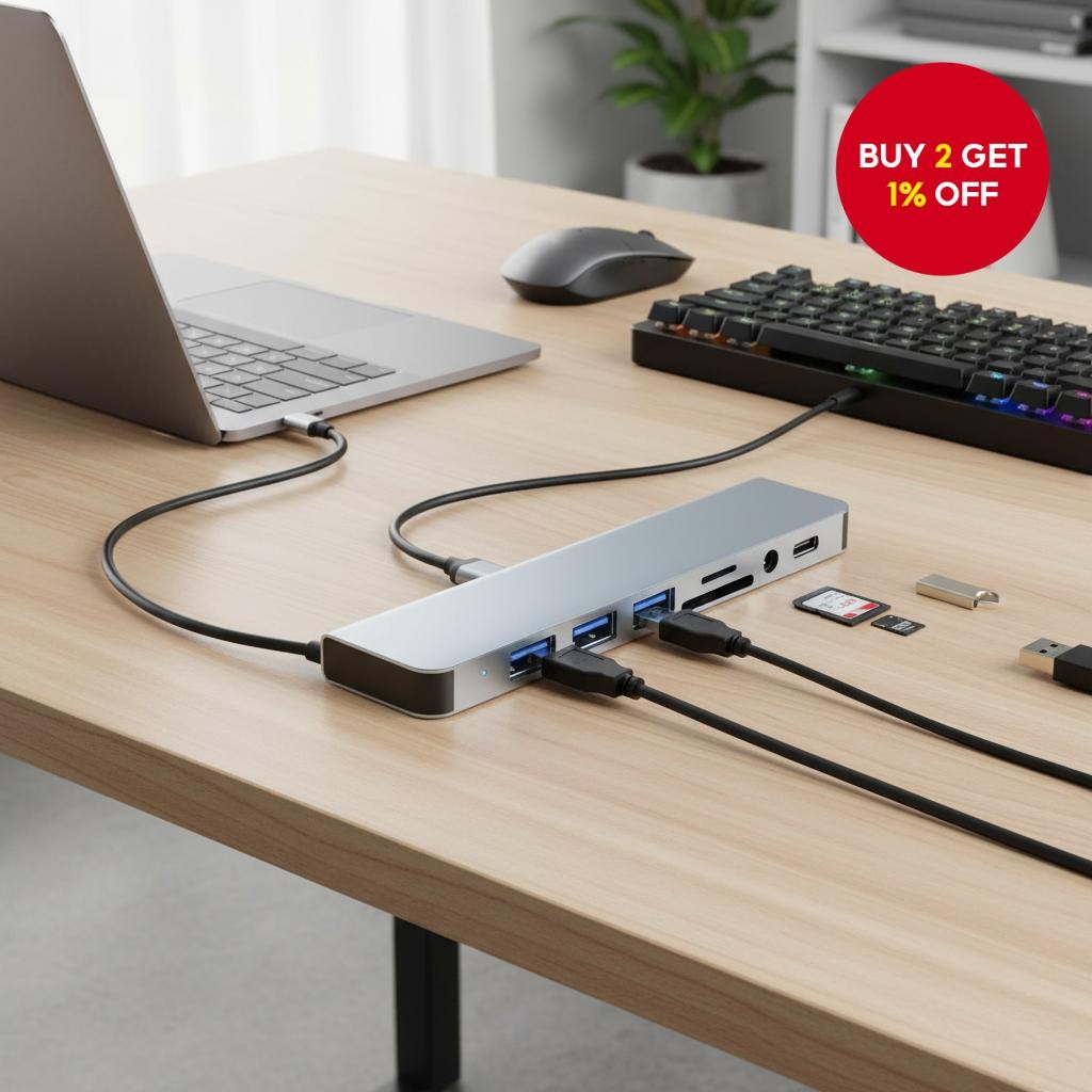 USB Hub 81 SD Type C3.5mm Hab USB 8 dalam 1 Pembaca Kad SD Jenis C ke ...