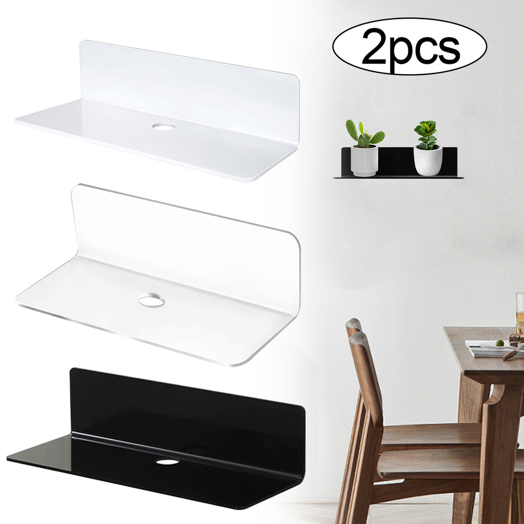 【Ilisland】2Pcs Acrylic Floating Shelves Wall Shelves Small Clear Shelf ...