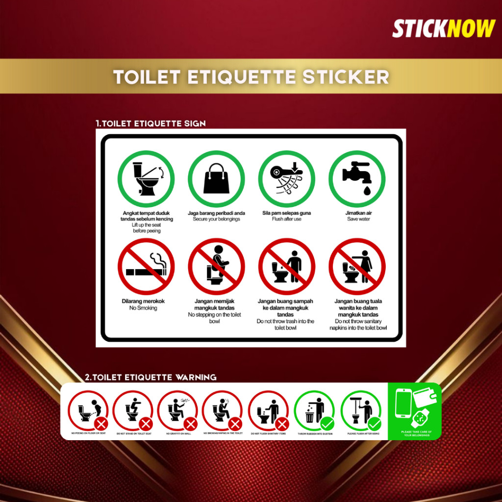 Sticker Etika di Tandas | Toilet Etiquette Sticker | Public Toilet ...
