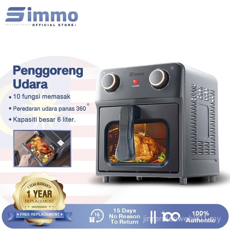 SIMMO Air Fryer Electric Oven 6L 1400W All-in-One Intelligent Oil-Free ...