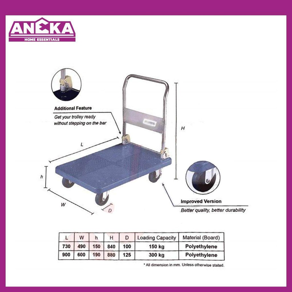PVC Platfrom Heavy Duty Hand-Trolley 300KG P300 | Shopee Malaysia