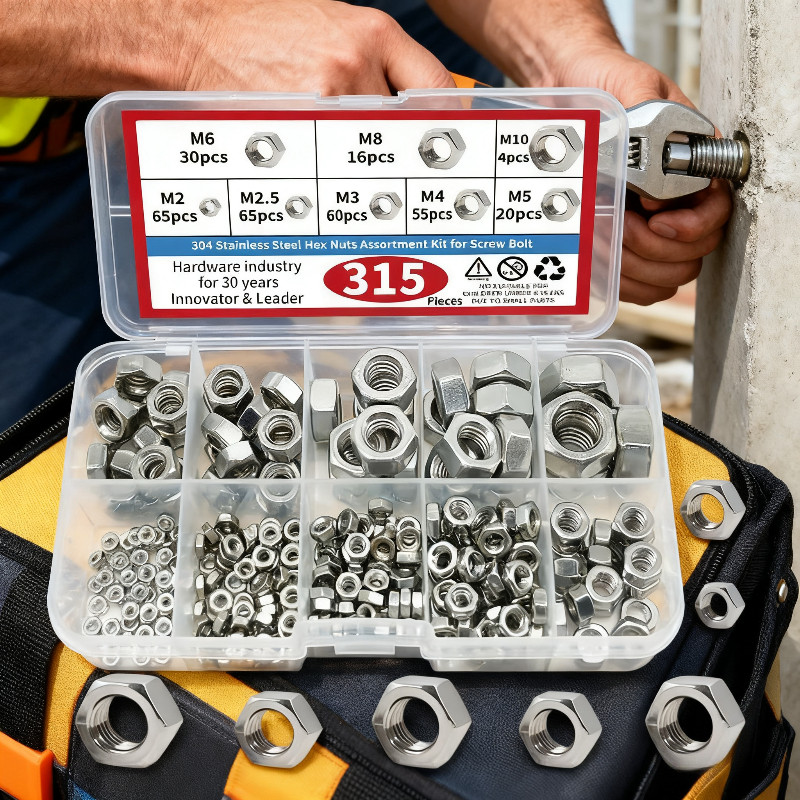 315pcs Stainless Steel Hex Nut Screw Kit Hexagon Nut Screw Bolt Hex Cap ...