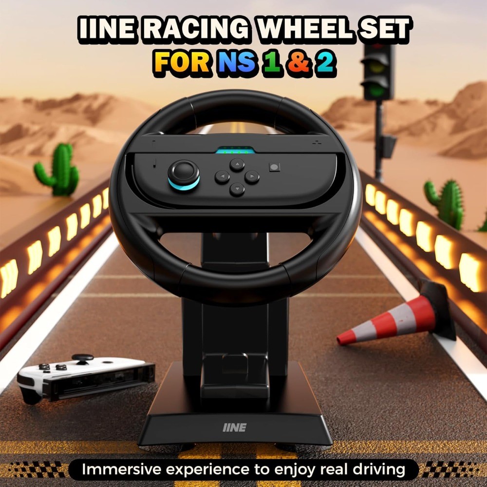 IINE Steering Wheel with Stand for Nintendo Switch & Switch 2 /OLED ...