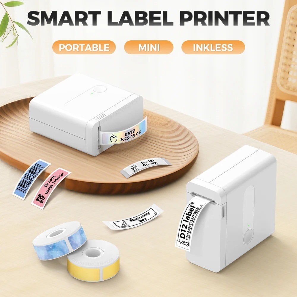 Portable Mini Printer D12 Inkless Thermal Printer Portable Label ...