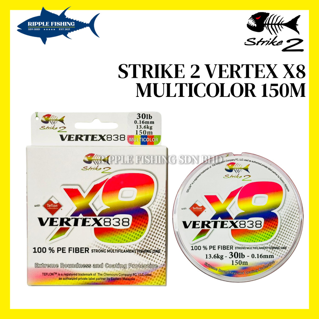 STRIKE 2 VERTEX X8 MULTICOLOR 150M FISHING LINE | Shopee Malaysia