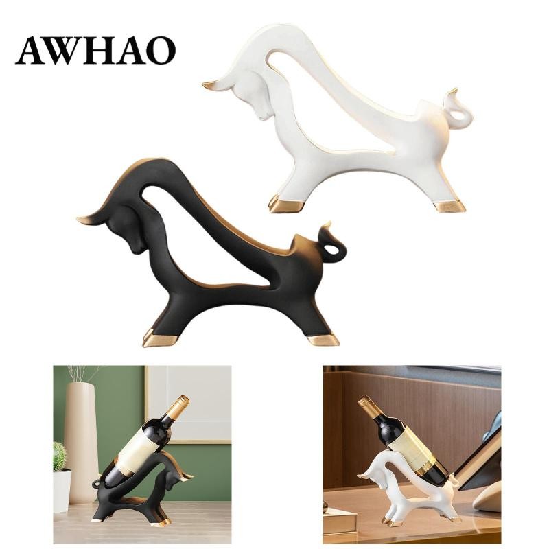 AWHAO Cow Sculpture for Wine Rack, Table Figure, Decoration for Bar ...
