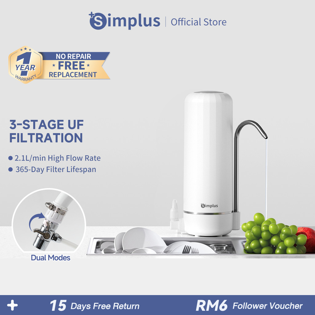 Simplus Tap Water Purifier | 3-Stage UF Filtration | 2.1L/min High Flow ...