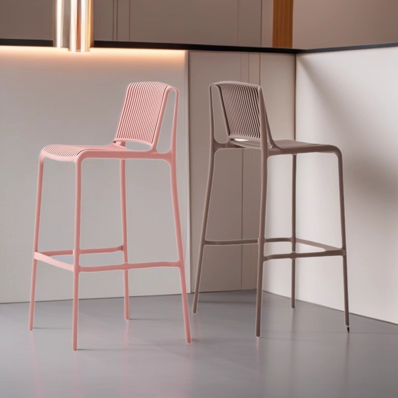 Modern Simple Plastic Bar Chair Nordic Light Luxury Stackable High ...