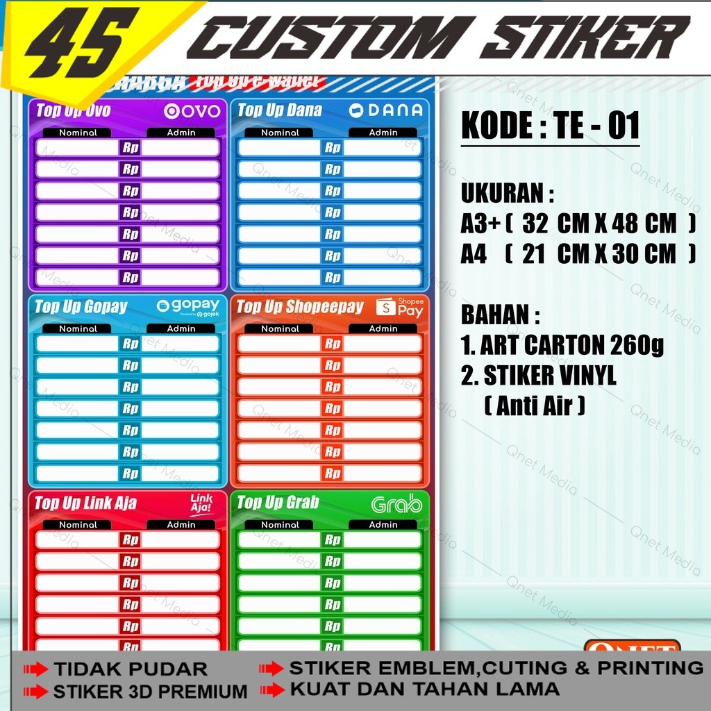 Stickers E-wallet Top Up Price List Poster + Glossy Lamination | Shopee ...