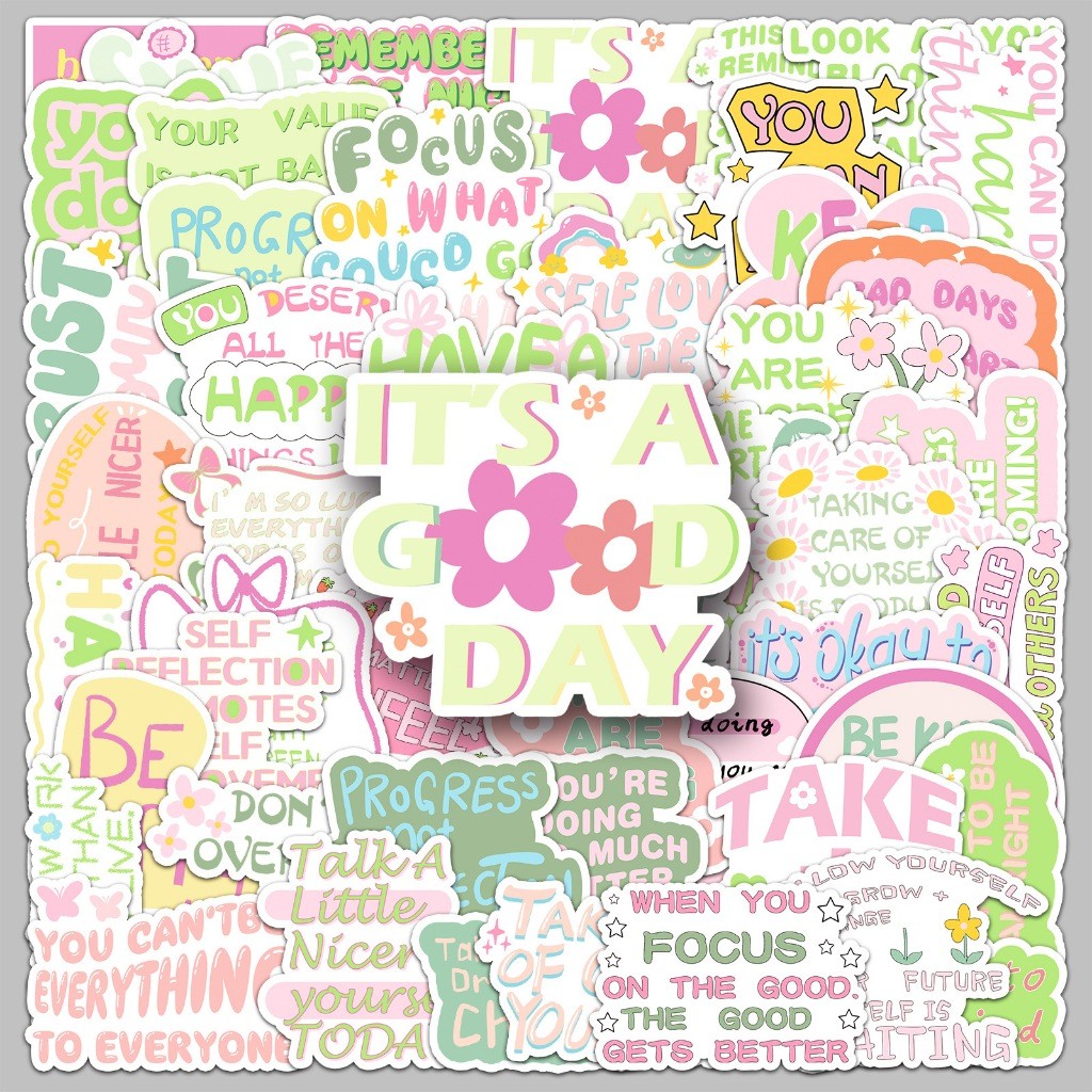 [KW] 50 pcs Sticker Pack Keep Going Stiker + Motivasi, Waterproof, Self ...