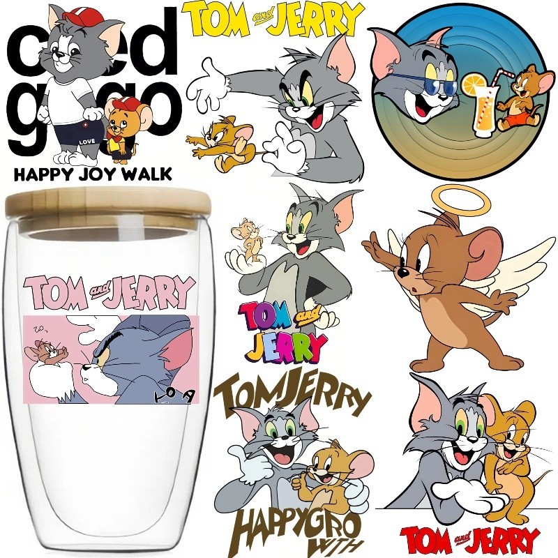 Tom and Jerry Cold Print Stickers Crystal Adhesive UV Transfer Stickers ...