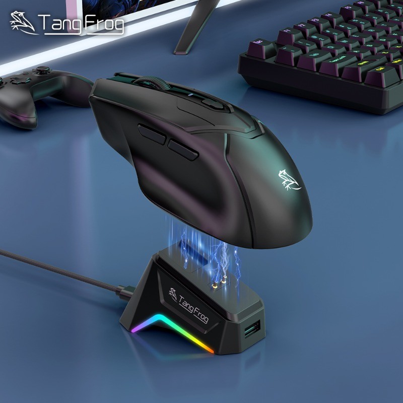TangFrog T8 Tri-Mode Wireless Gaming Mouse with RGB Charging Dock ...