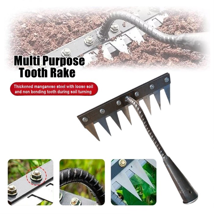 Heavy Duty Carbon Steel Garden Rake with Cutter Tooth | Multi Farming ...