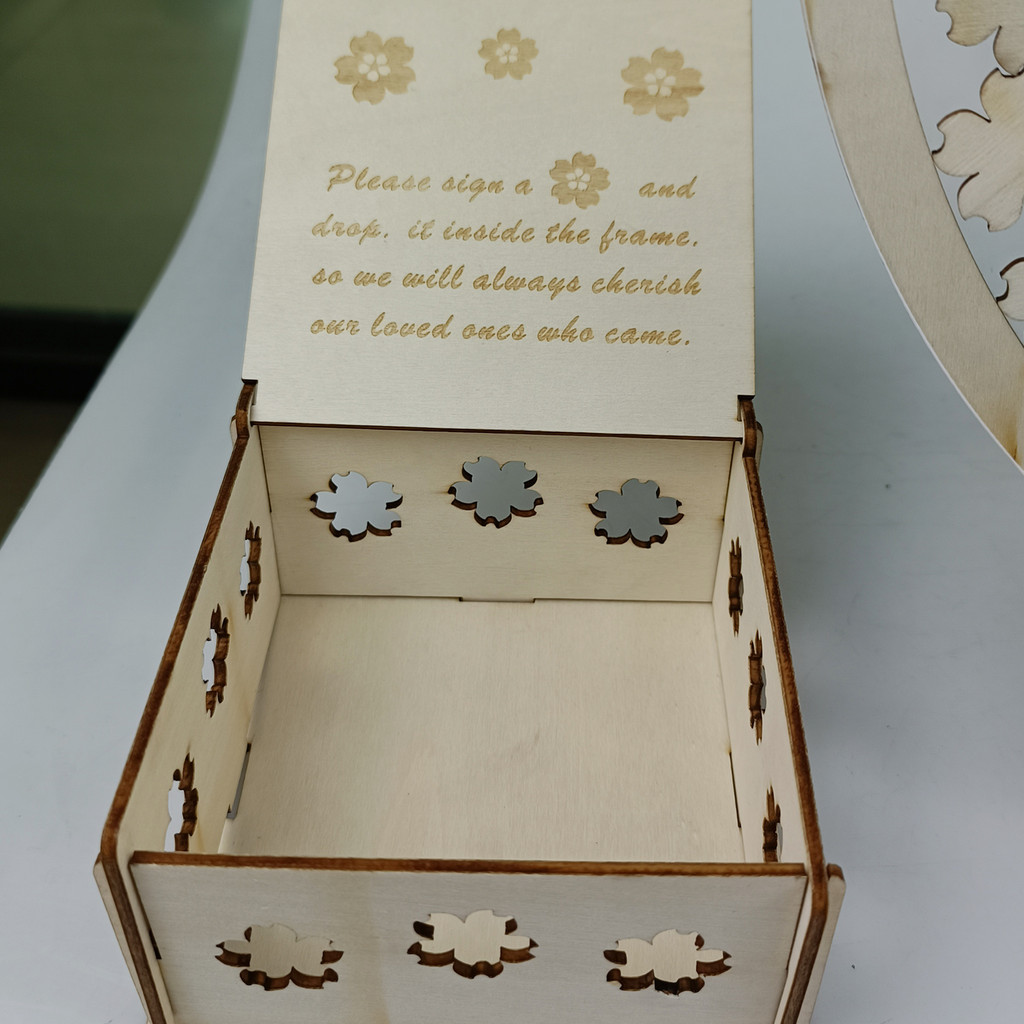 [Ddouble.my] Wooden Reception Site Sign-in Box with 60/80 Flowers Guest ...