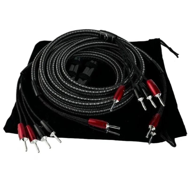 Pair K2 Speaker Cable 1000 Series Silver Banana Spade Plug Bi-wire HiFi ...