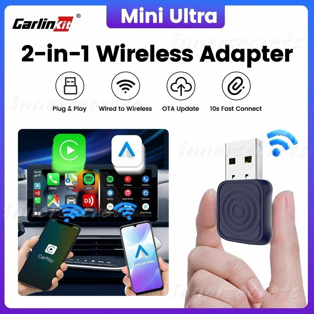 Carlinkit 2in1 Mini Ultra Wireless Carplay Adapter and Android Auto ...