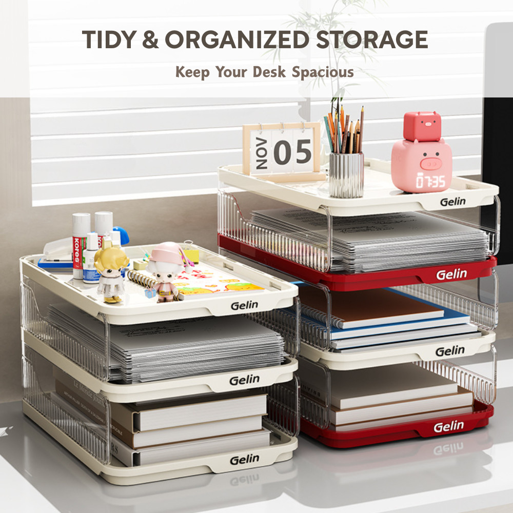 Multi-Layer Paper Tray Stackable File Organizer Document Storage Rack ...