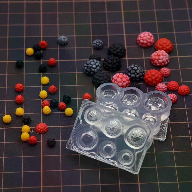 Mini Blueberry/Raspberry Transparent Silicone Mold DIY Ultra-Light Clay ...