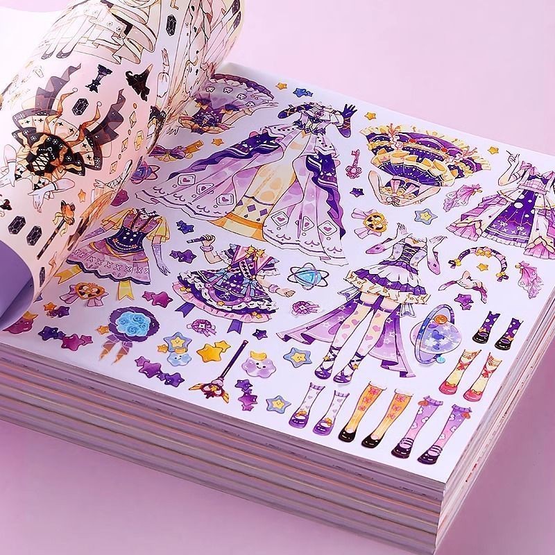 Sparkling Dress Up Stickers Girls Handmade Toys DIY Quiet Paste ...