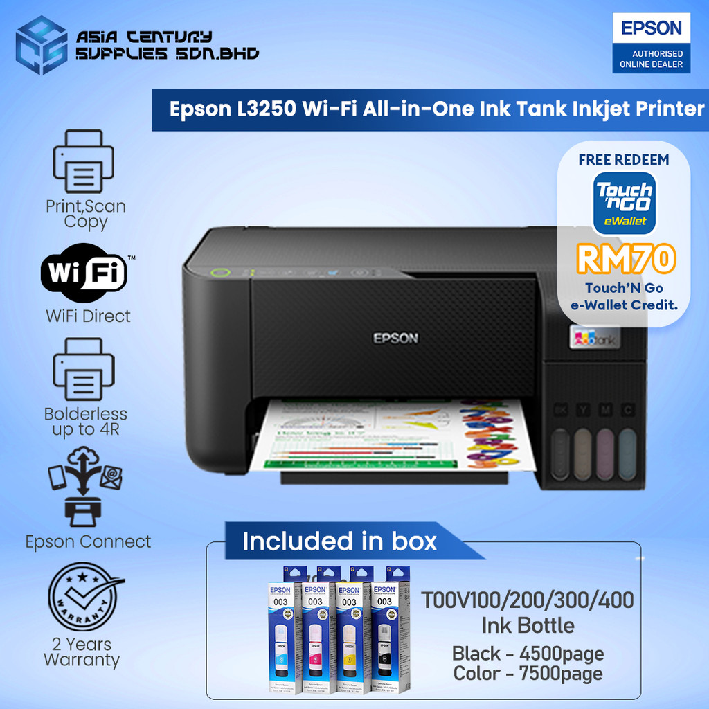 Epson Eco Tank L3210 L3250 L3256 All In One A4 Color Ink Tank Printer ...