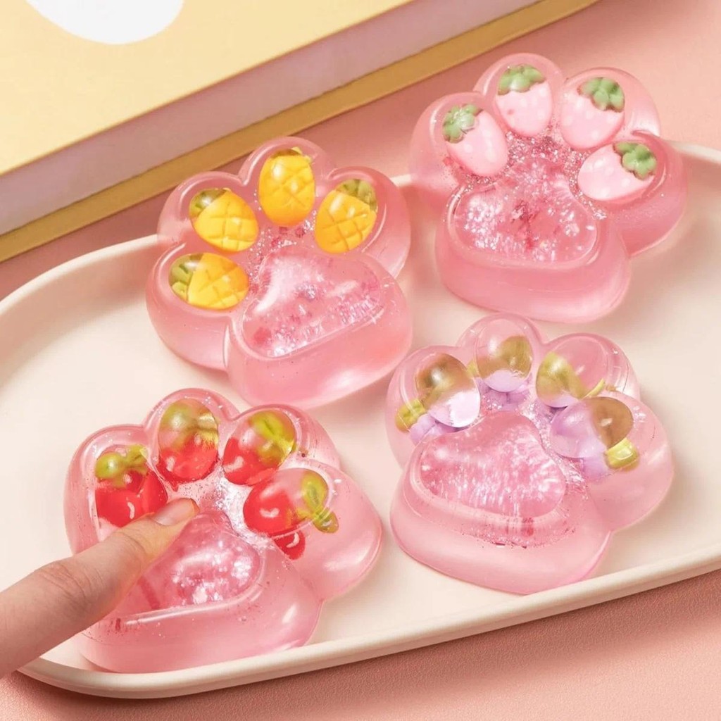Handmade Clear Taba Squeeze Toys Fruit Cat Paw Fufu Squishy Stress ...